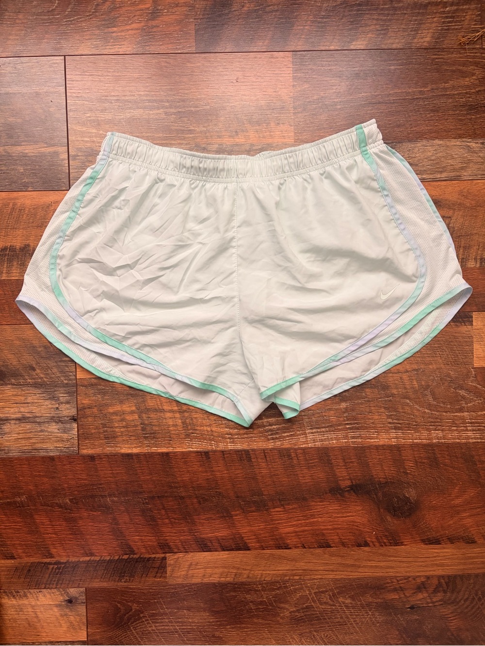 Nike Women's light green/blue Dri-Fit Running Shorts with tie-dye Trim
